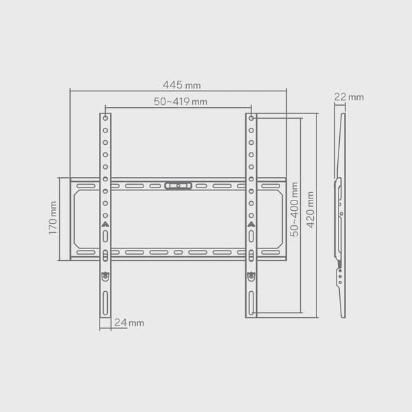SBOX Fast Slim Väggfäste VESA 400/75"/45kg Svart