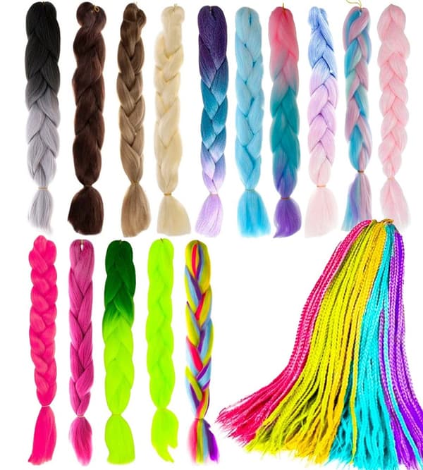 Jumbo Braid / Lisähiukset Hiuspalmikko - 60 cm Multifärg (ljus)