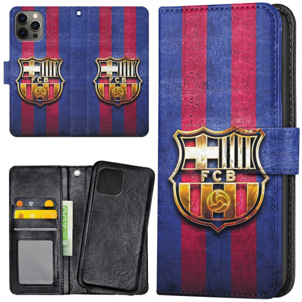 iPhone 12 Pro Max - Plånboksfodral/Skal FC Barcelona multifärg