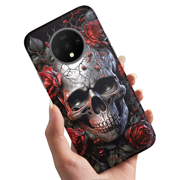 OnePlus 7T - Cover/Mobilcover Skull Roses