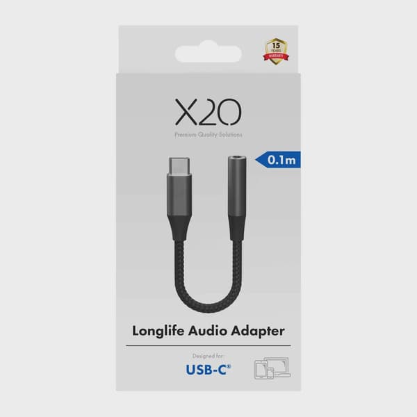 X2O Longlife USB-C-ljudadapter USB-C/3,5 mm 0,1 m svart