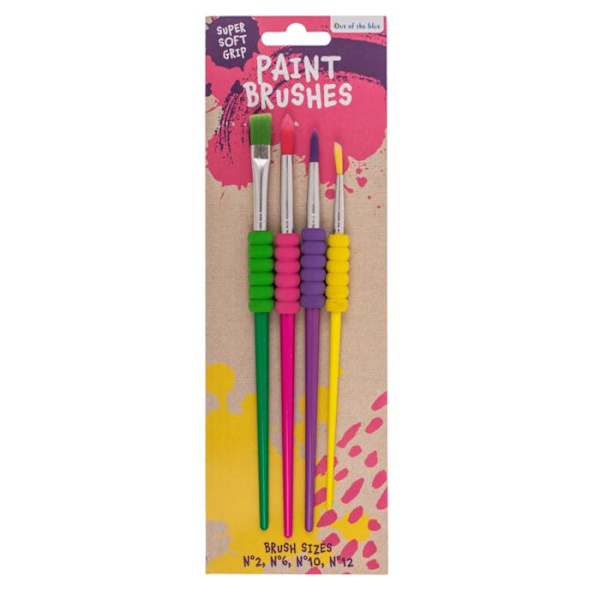 4-Pack - Penslar - Målarpenslar med mjukt grepp multifärg