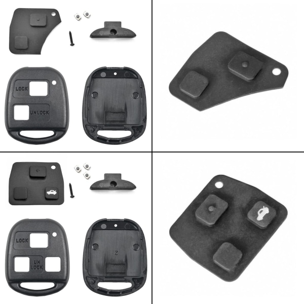 Nøkkeldeksel / Bilnøkkel Deksel for Toyota med 2 eller 3 knapper Black 2 knappar kit