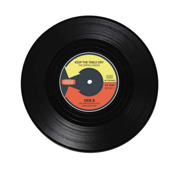 4-Pak - Glasunderlag Vinylplader - Underlag til Glas Black