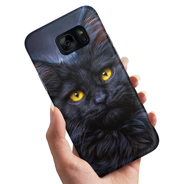 Deksel / Mobildeksel til Samsung Galaxy S7 - Svart Katt