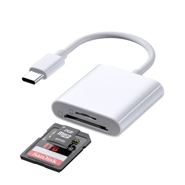 Type C - Dubbel Kortläsare SD/TF - USB-C Adapter - Snabb Överföring