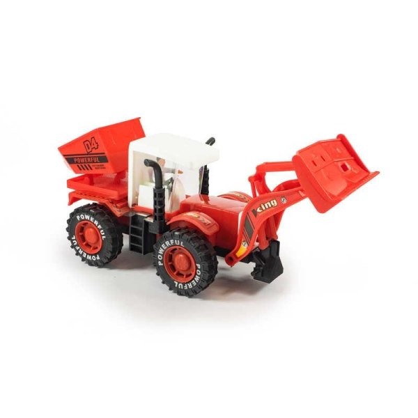 Leketraktor med Gravemaskin / Traktor - Lekebil Red