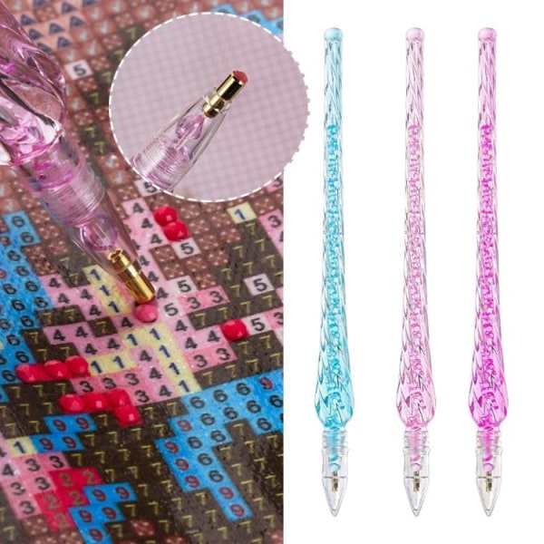 2-Pak - Pen til Diamond Painting / Diamantmaling Pink