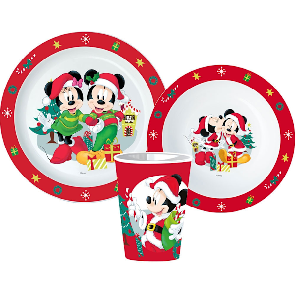 Minnie och Mickey julmiddagsset från Disney, mikropolymer-set med kopp 260 ml