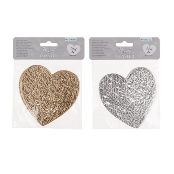 4-Pack - Glasunderlägg Hjärta - Underlägg till Glas - Välj färg Silver