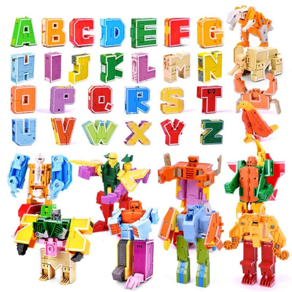 Alphabet Robot Toy - Bogstaver bliver til robotter Multicolor