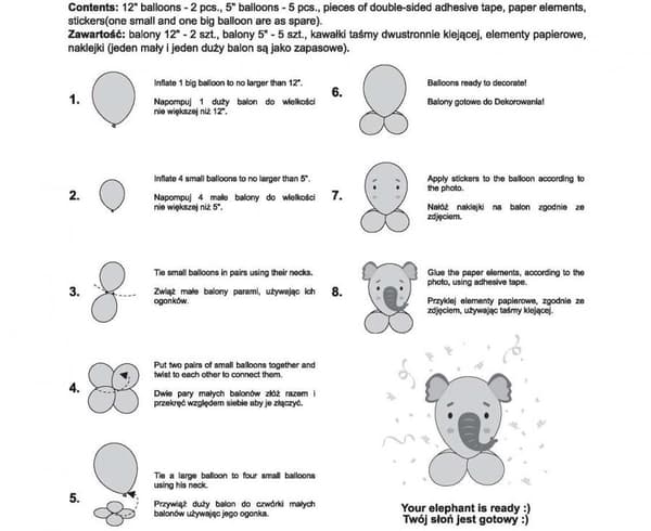 Söt elefant med ballonger - elefant ballongset