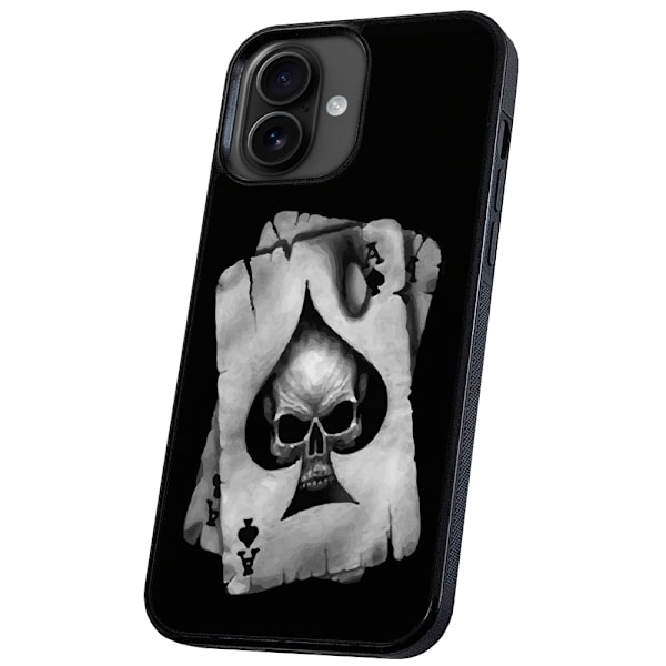 iPhone 16 Plus - Deksel/Mobildeksel Dødningehode Kortstokk