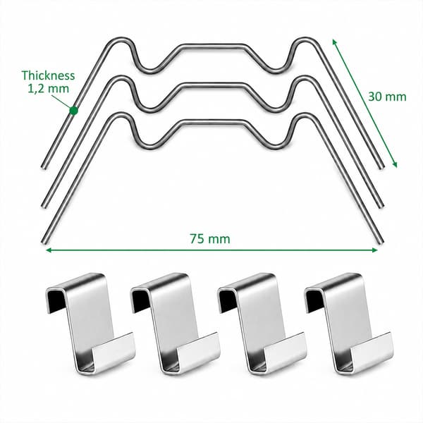 Glasclips til Drivhus / Drivhusclips i Stål - 100-Pak 1,2x75x30 mm