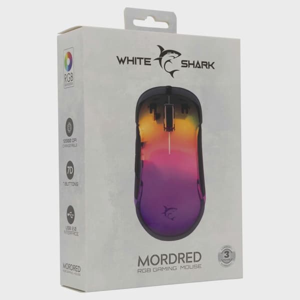 White Shark MORDRED Gaming Mus 7D 12.800dpi Svart