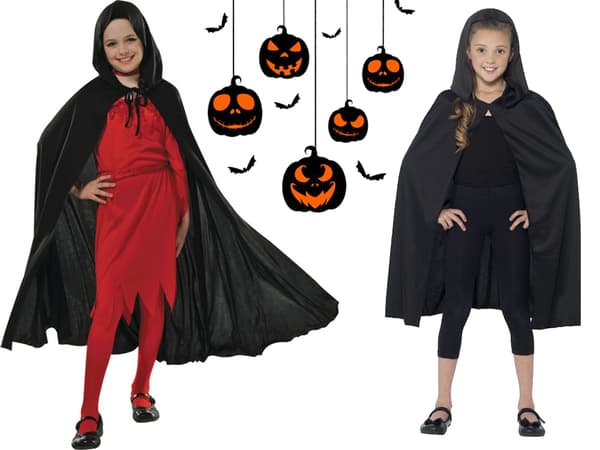 Halloweenkappe med Hette for Barn - Svart Kappe til Kostyme