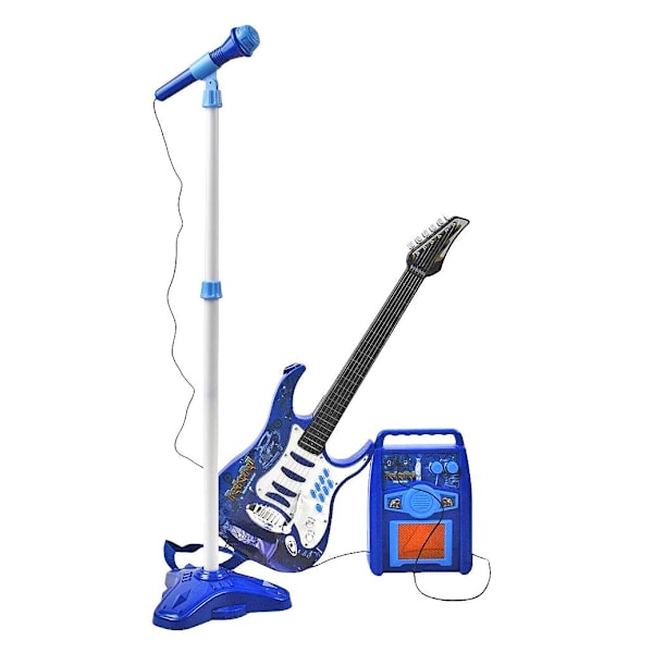 Elgitar med Forsterker & Mikrofon for Barn – Blå Blue