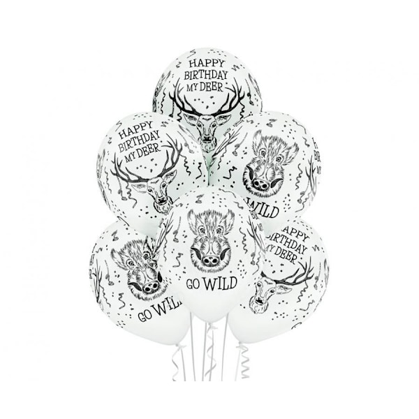 Vilda Djur Ballong med Hjortar, 6 stycken 12 tum (30 cm)