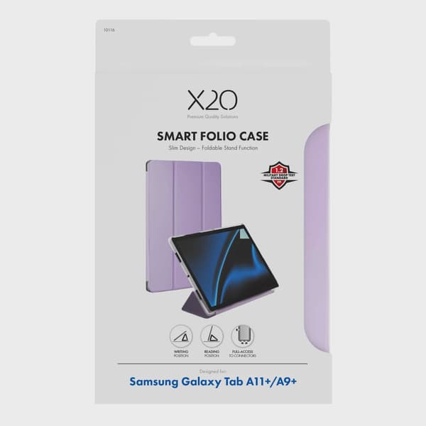 X2O Smart Folio Case Samsung Galaxy Tab A11+/A9+ Lavender