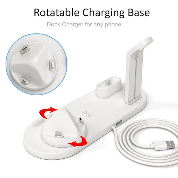 Ladestation til Mobil, Apple Watch & AirPods - Induktion White