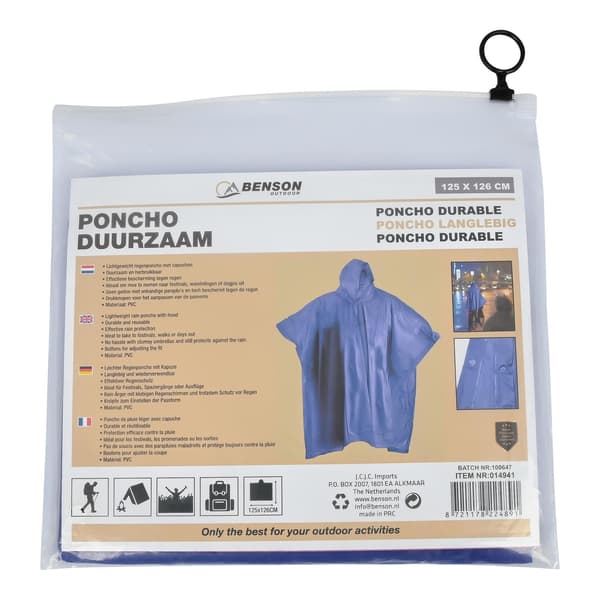Regnponcho slitstark mörkblå