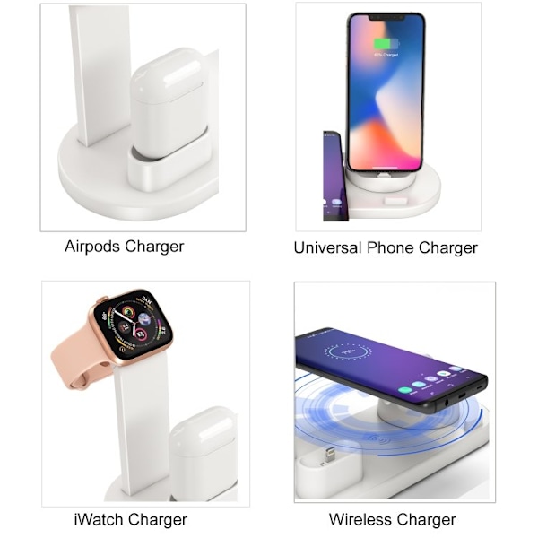 Ladestation til mobil, Apple Watch & AirPods - Induktion White