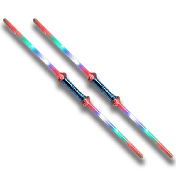 2-Pak - Dobbelt Lyssværd / Sværd med Laser - 75 cm Multicolor