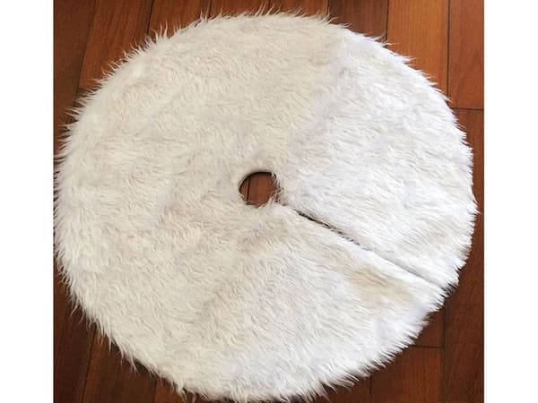 Julgransmatta vit päls 90 cm rund