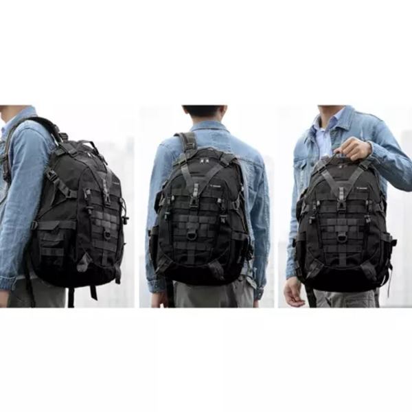 Ryggsäck med Regnskydd / Militärväska - 25L Svart