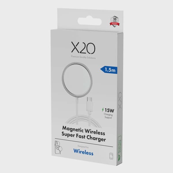 X2O 15W trådlös laddningskabel 1.5m vit