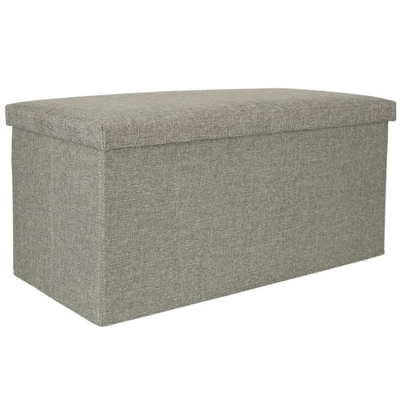 Hopfällbar puff med förvaringsfack grå stor 76x38x38cm