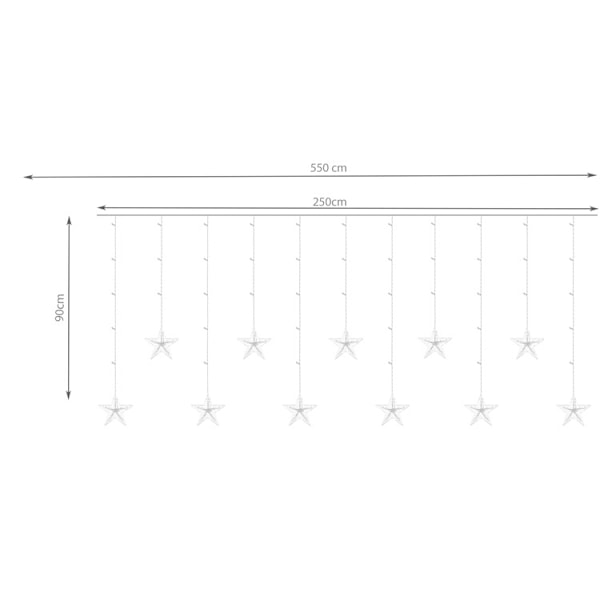 Gardinslinga / Ljusslinga 108 LED - Multifärg - 250x90cm