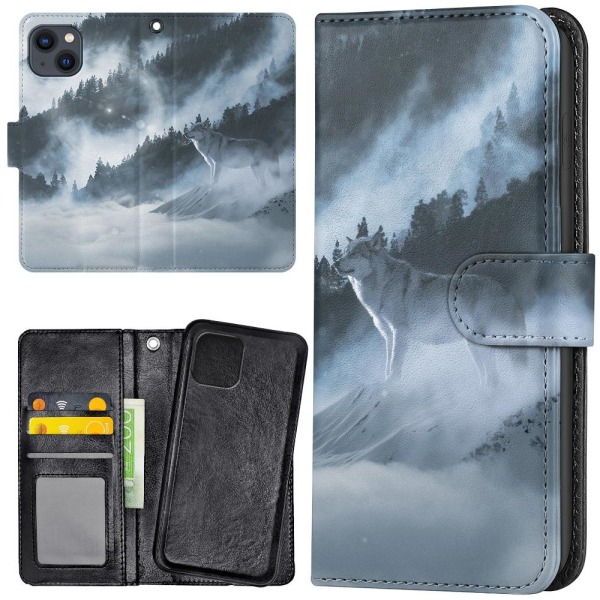 iPhone 13 - Plånboksfodral/Skal Arctic Wolf multifärg