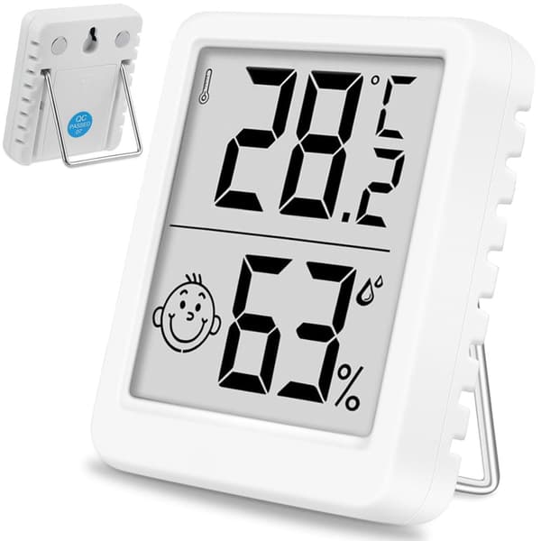 Digital termometer mini väderstation rumshygrometer batterimagnet Vit