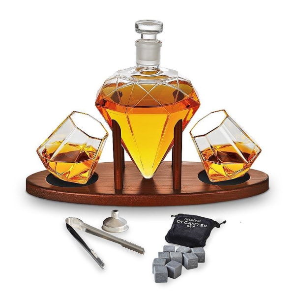 Diamant Karaff Set - Whiskeyglas & Whiskystenar - Whiskey Transparent