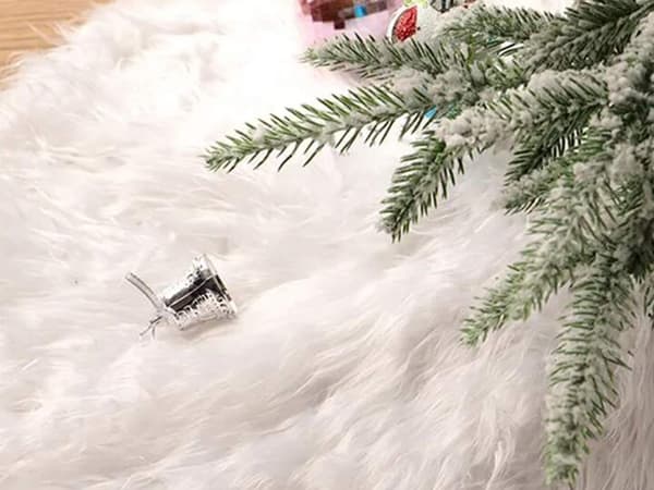Julgransmatta vit päls 90 cm rund