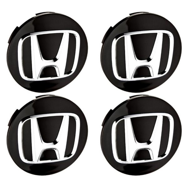 4-Pack - Honda Centrumkåpor / Hjulnav Emblem - Bil 69mm - Svart