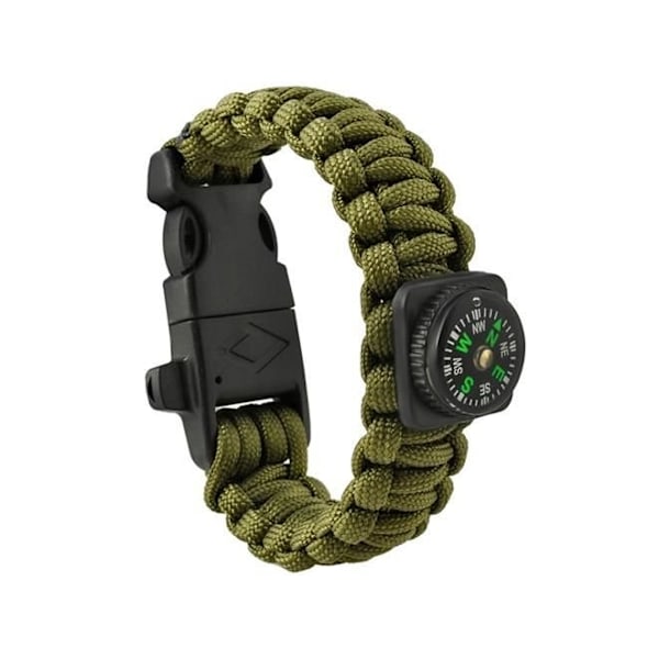 Paracord Armbånd / Overlevelsesarmbånd – 5-i-1 funktioner Green