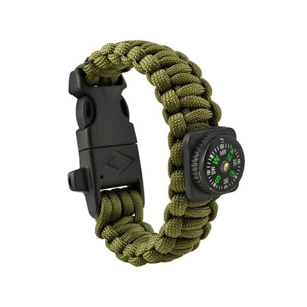 Paracord Armband / Överlevnadsarmband – 5-i-1 funktioner Grön