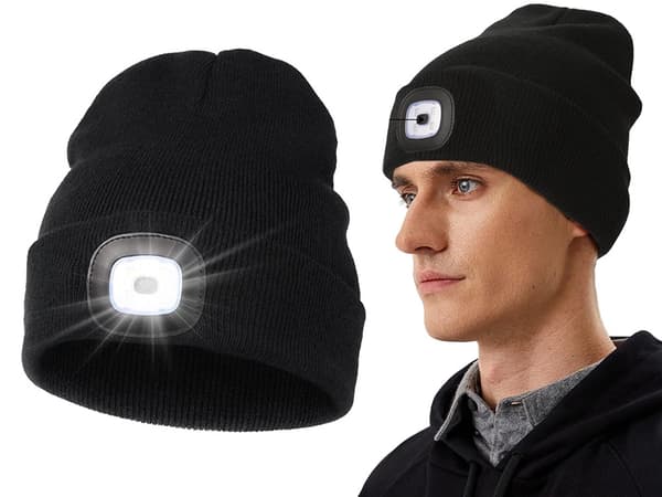 Vintermössa med LED - Svart USB, 3 ljuslägen