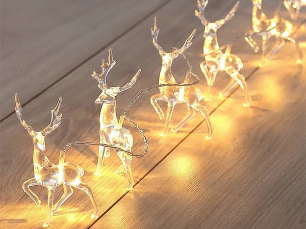 Julren ljusslinga - 10 LED med glitter