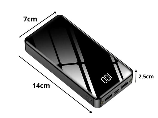 Powerbank 20000 mAh USB-C USB-A snabb laddning