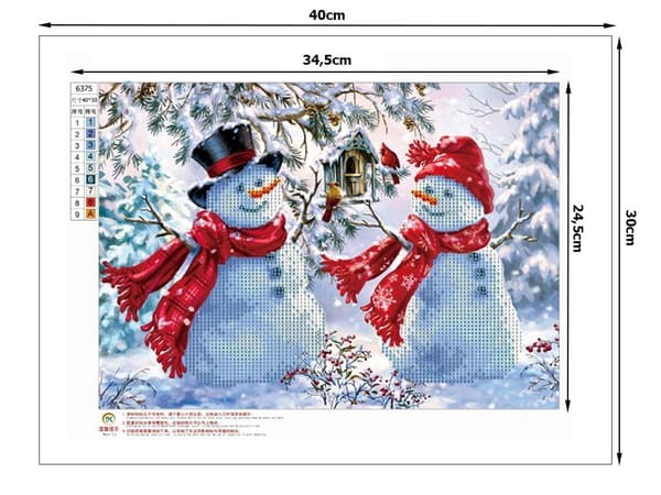 Diamantbroderi snögubbeuppsättning jul 5d