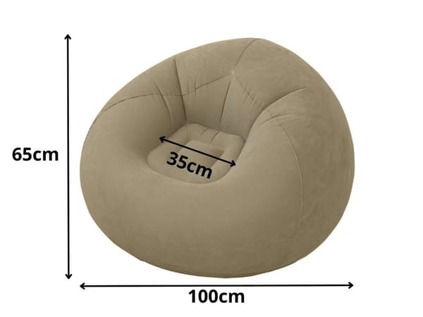 Uppblåsbar sittpuff velour Brown