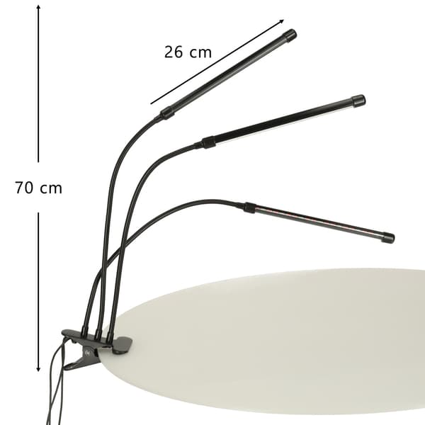 LED växtlampa panel med 3 lampor