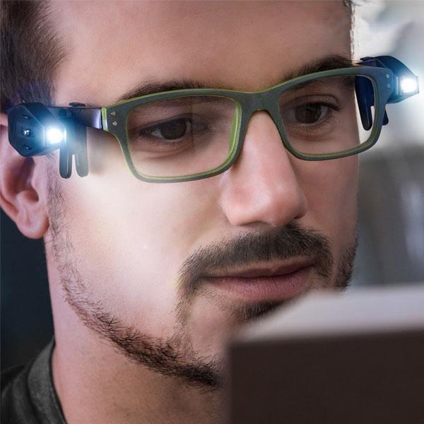 LED-lampa för Glasögon - Fäst direkt på glasögonen Svart