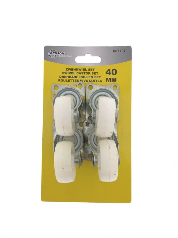 Svivelhjul set 40 mm vit 4 st