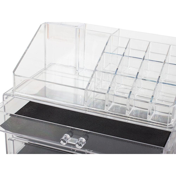 Sminkestativ / Stativ for sminke - 16 rom & 3 skuffer Transparent