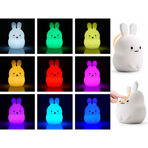 Nattlampa Kanin / Gosedjur / Skiftande RGB - Silikon - 14cm