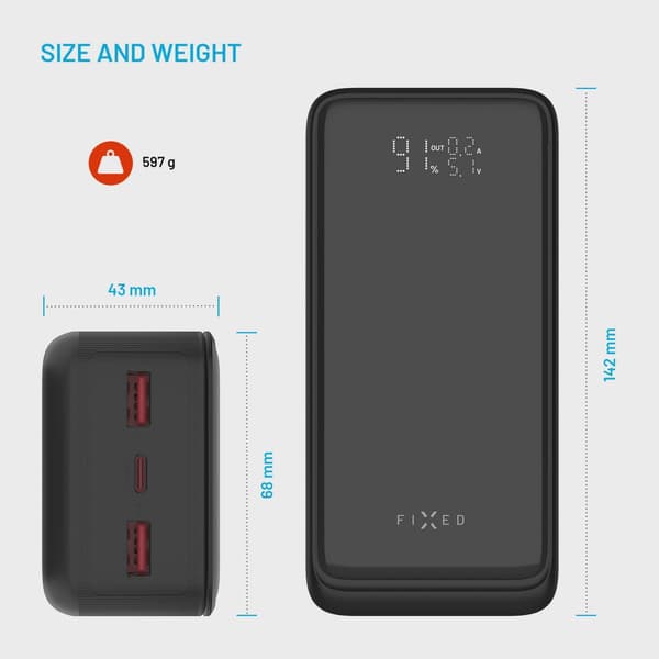 FIXED Zen2 30 Plus USB-C 65W Power Bank 30.000 mAh Svart